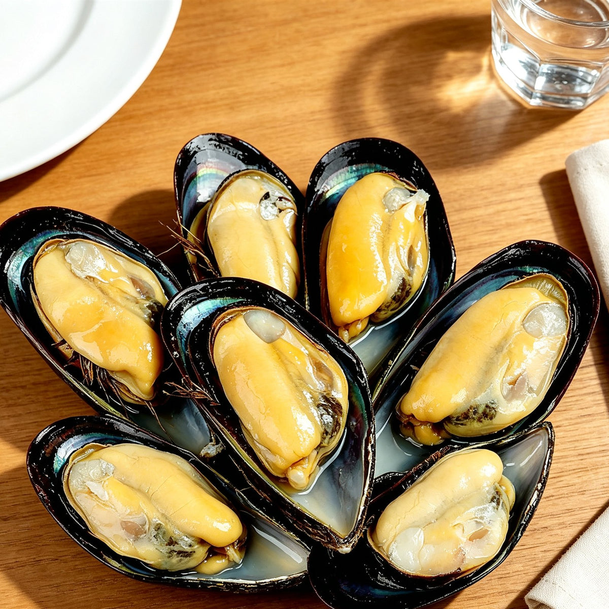 Fresh Steamed Green Mussels in Shell