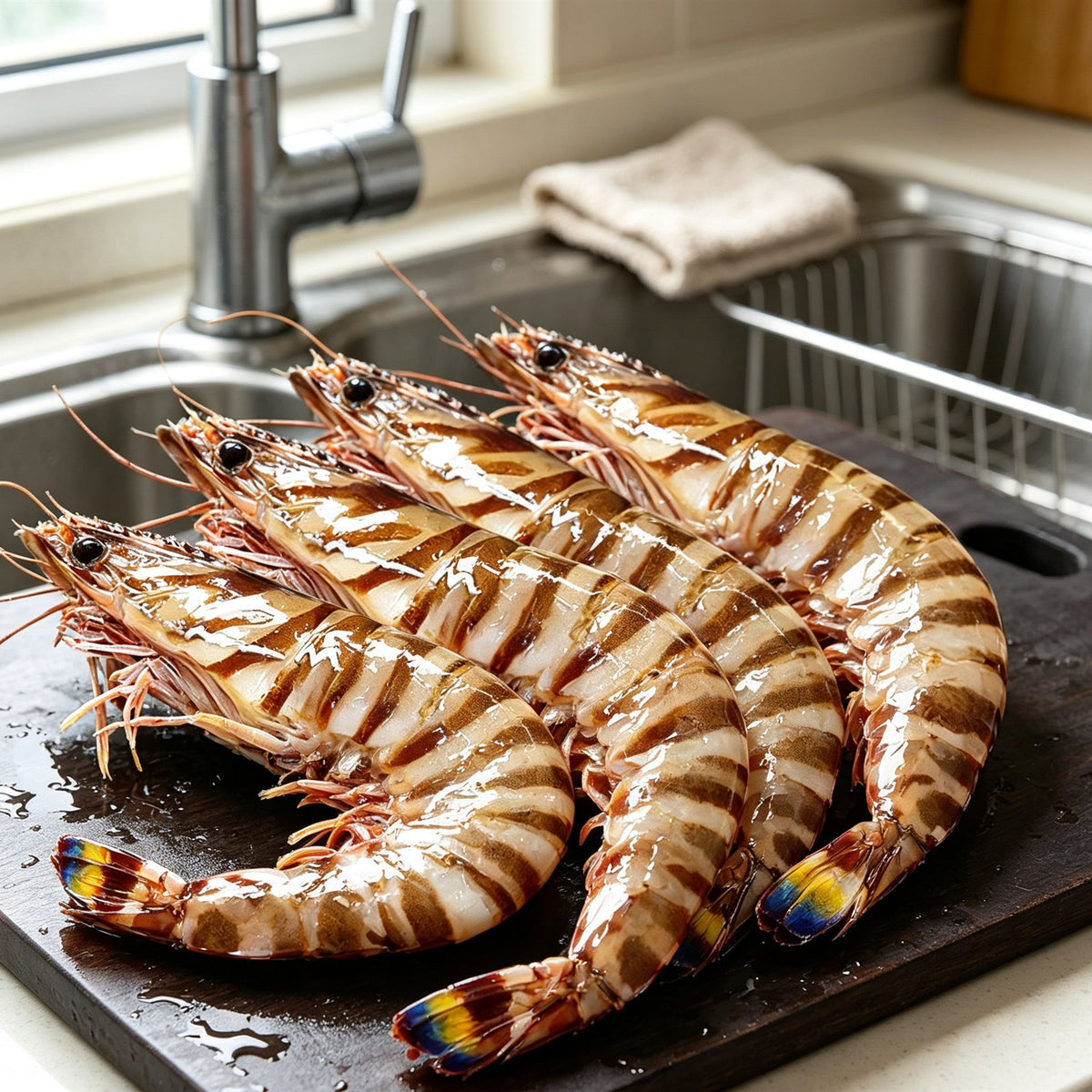 Fresh Jumbo Tiger Prawns with Stripes